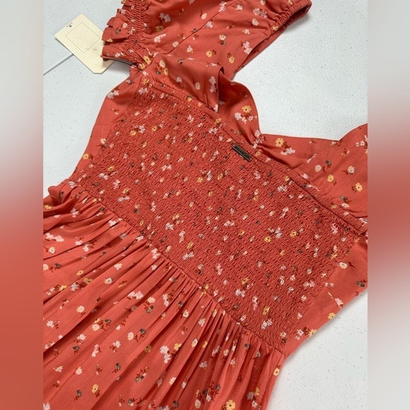 NWT Billabong Fell For You Floral Midi MilkMaid Sweetheart Dress Terracotta - Picture 11 of 15